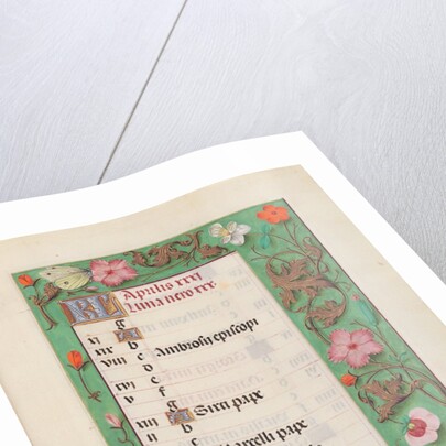 Hours of Queen Isabella the Catholic, Queen of Spain: Fol. 5r, April - Squire and Damsel, c. 1500 by Master of the First Prayerbook of Maximillian