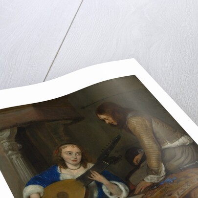 A Woman Playing the Theorbo-Lute and a Cavalier, ca. 1658 by Gerard Terborch II