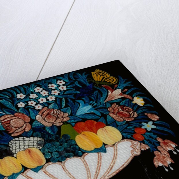 Still Life - Flowers and Fruit in White and Pink Bowl, 1840-60 by Unknown