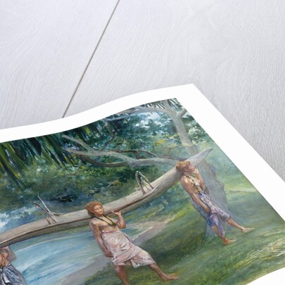 Girls Carrying a Canoe, Vaiala in Samoa, 1891 by John La Farge