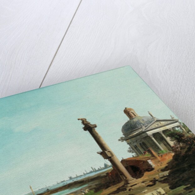 A Lock, a Column, and a Church beside a Lagoon by Canaletto