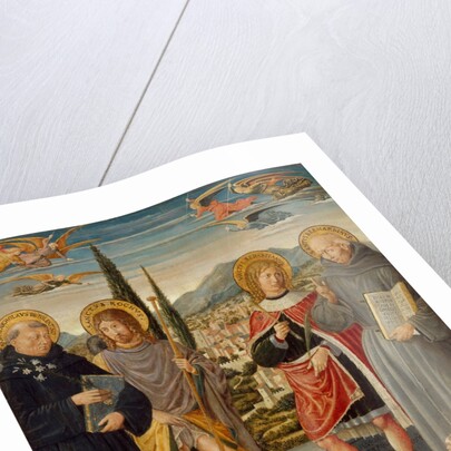 Saints Nicholas of Tolentino, Roch, Sebastian, and Bernardino of Siena…, 1481 by Benozzo Gozzoli