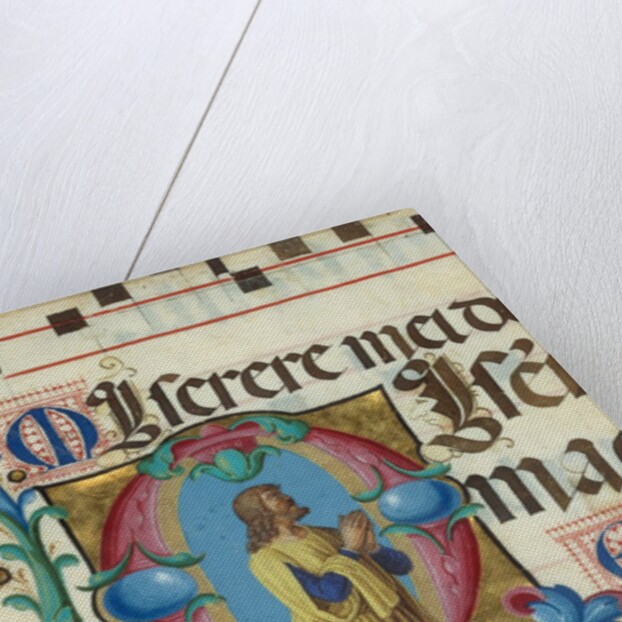Manuscript Illumination with David in Prayer in an Initial M, from a Psalter, 1501-2 by Girolamo dai Libri