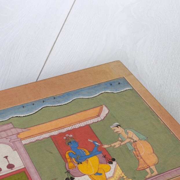 The Brahmin Delivers Rukmini's Letter to Krishna…from a Dispersed Bhagavata Purana…, ca. 1610 by Unknown
