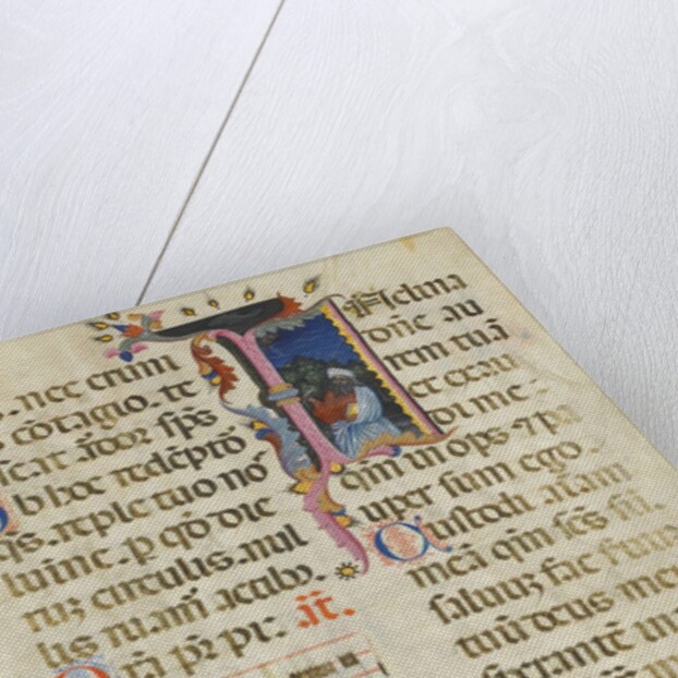 Manuscript Leaf with King David in an Initial I, from a Psalter, early 15th century by Unknown