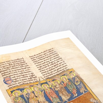 Leaf from a Beatus Manuscript: Seven Angels Hold the Cups of the Seven Last Plagues.., ca. 1180 by Unknown