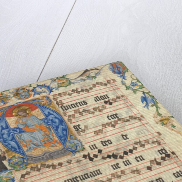 Bifolium with Christ in Majesty in an Initial A, from an Antiphonary, ca. 1405 by Unknown