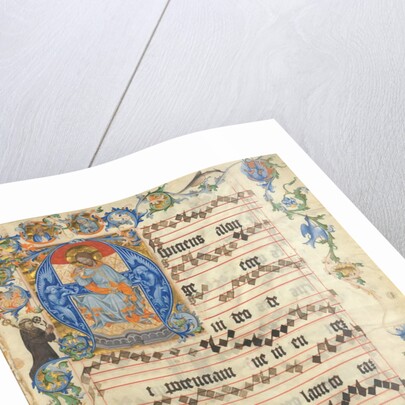 Bifolium with Christ in Majesty in an Initial A, from an Antiphonary, ca. 1405 by Unknown