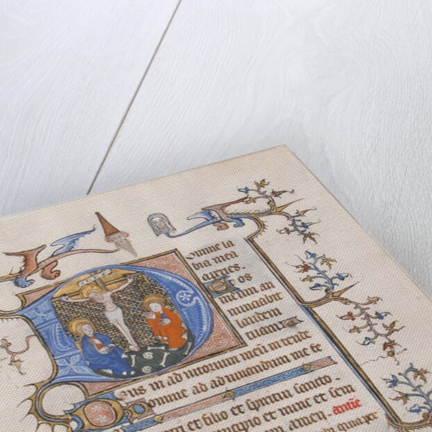 Manuscript Leaf with the Crucifixion in an Initial D, from a Book of Hours, ca. 1350 by Unknown