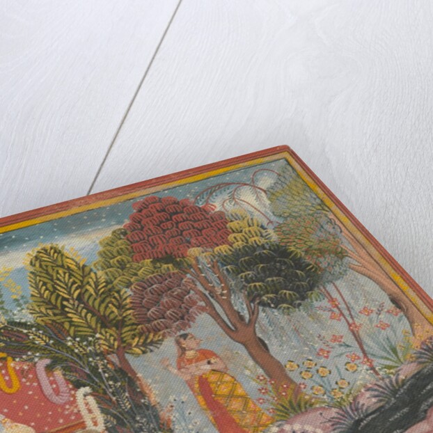 Krishna and Radha in a Bower: Page From a Dispersed Gita Govinda, ca. 1665 by Sahibdin