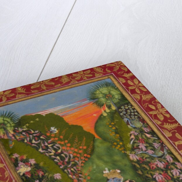 Radha and Krishna Walk in a Flowering Grove; Krishna Fluting by Kota Master