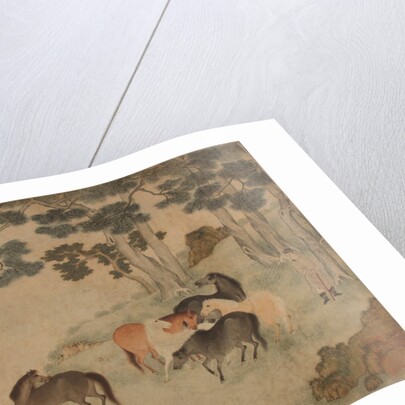 Horses in Landscape with Attendant by Unknown