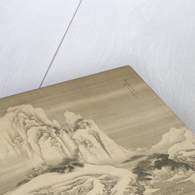 Inn and Travelers in Snowy Mountains, dated 1745 by Yuan Yao