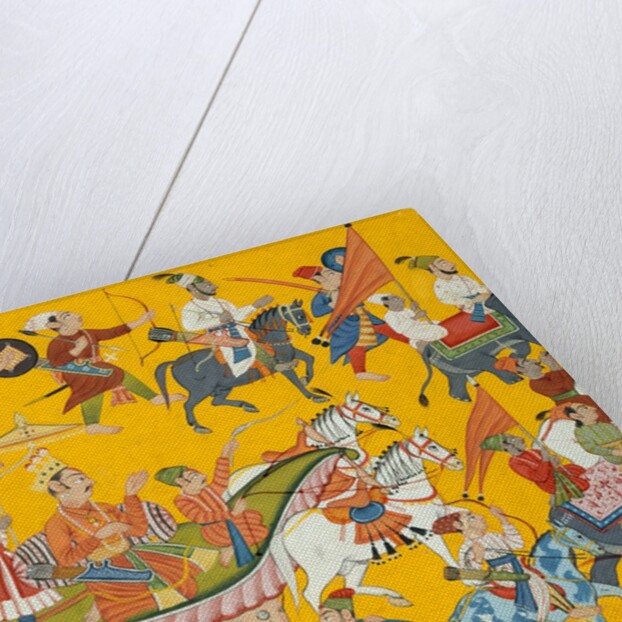 King Dasaratha and His Retinue Proceed to Rama's Wedding: Folio from the Shangri…, ca. 1690-1710 by Unknown