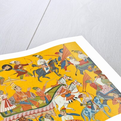 King Dasaratha and His Retinue Proceed to Rama's Wedding: Folio from the Shangri…, ca. 1690-1710 by Unknown