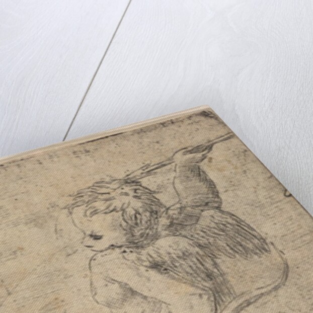 Cupid viewed from behind with an arrow in his raised right hand, ca. 1543-45 by Andrea Schiavone