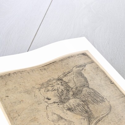 Cupid viewed from behind with an arrow in his raised right hand, ca. 1543-45 by Andrea Schiavone