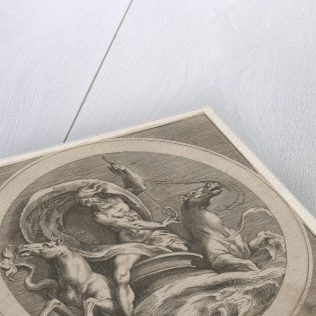 Neptune rising from the sea and bearing a staff, accompanied by two horse-headed …, ca. 1550-1600 by Unknown