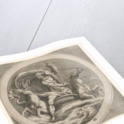 Neptune rising from the sea and bearing a staff, accompanied by two horse-headed …, ca. 1550-1600 by Unknown