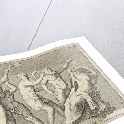 Two Figures, a Faun, and a Satyr approach a Recliniing Woman, published ca. 1599-1622 by Unknown