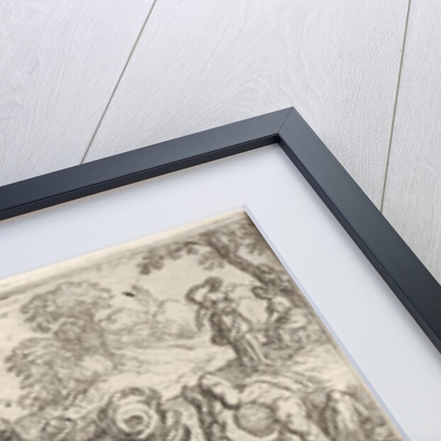 Hercules and Achelous: at center Hercules grasps the horns of a bull while pressing his ri…, 1608 by Antonio Tempesta