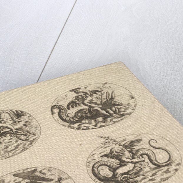 Putti with Sea Monsters, plates from the Neue Grotessken Buch, 1610 by Christoph Jamnitzer