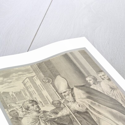 St. Ambrose, Archbishop of Milan, Turning Back Emperor Theodosius, 1681 by Claude Mellan