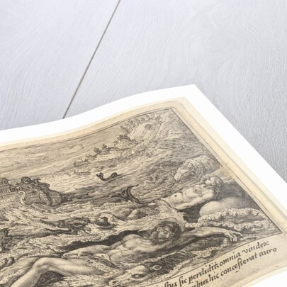 The Flood destroys life on earth: corpses of humans and animals adrift in the foreground…, 1612 by Crispijn de Passe I