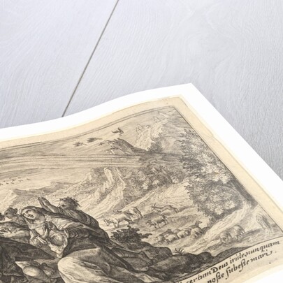 God enters into a covenant with Noah: next to a smoking pyre Noah kneels in a gesture of p…, 1612 by Crispijn de Passe I