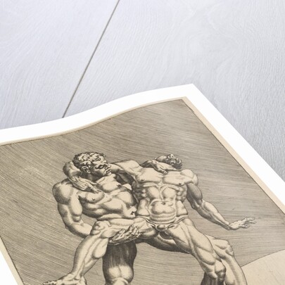 Wrestlers, from Wrestlers, plate 3, 1552 by Dirck Volkertsen Coornhert