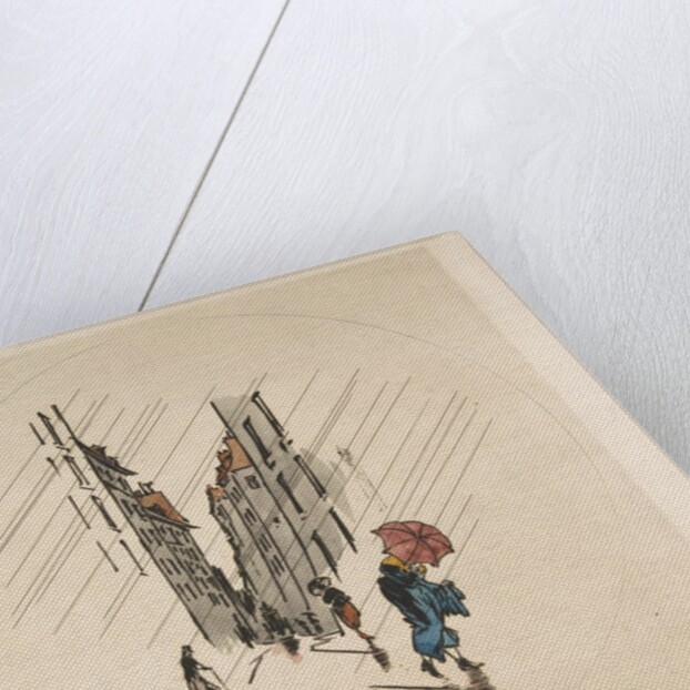 Decoration for a Plate: Rain, 1870 by Felix Bracquemond