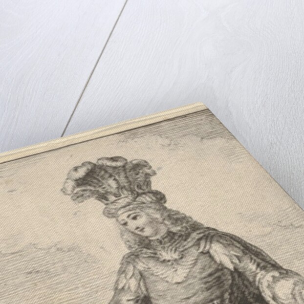 Habit de Roy: a man wearing a tonnelet decorated with rosettes, a crown and a turban w…, ca. 1721 by Francois Joullain