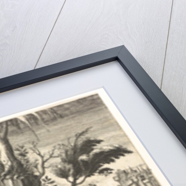 Venus pricked by the thorns on a rose bush, in the background Mars chasing Adonis, in the …, 1556 by Giorgio Ghisi