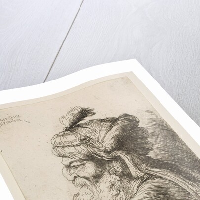 Head of an old man with a turban facing left, from the series of 'Small Heads in …, ca. 1645-1650 by Giovanni Benedetto Castiglione