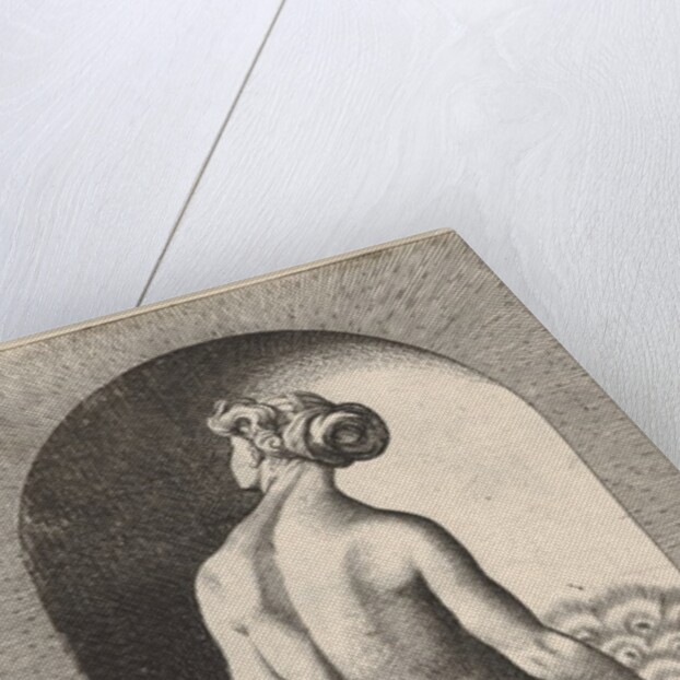 Plate 4: Juno standing in a niche, viewed from behind, stroking a peacock to her right, fr…, 1526 by Giovanni Jacopo Caraglio