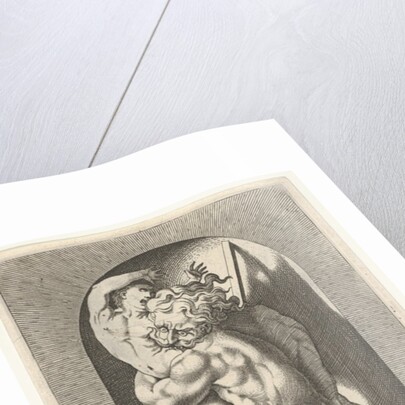 Plate 1: Saturn in a niche devouring his son, standing before a scythe, from a series of m…, 1526 by Giovanni Jacopo Caraglio