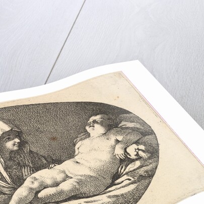 The Virgin at left watching the infant Christ as he sleeps, an oval composition, after …, 1760-63 by Jean Jacques Lagrenee