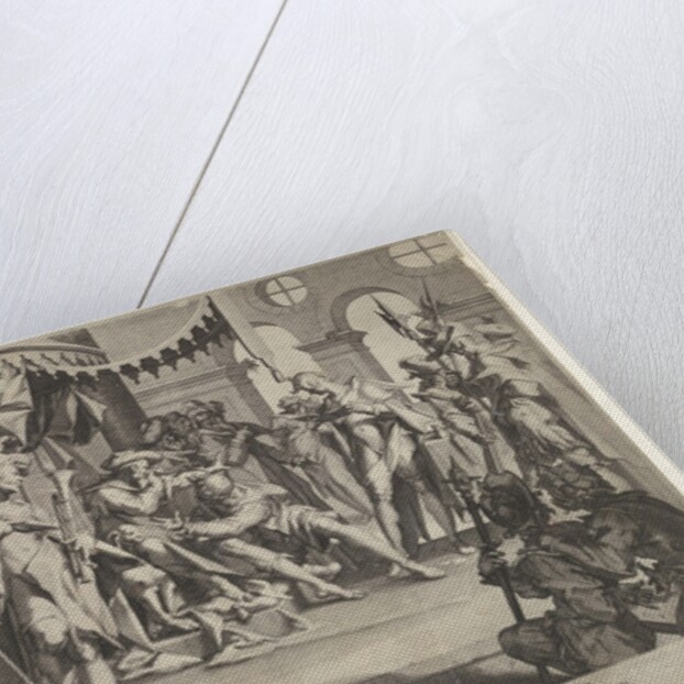 The Judge Bias Shedding Tears, plate IX from Thronus Justitiæ, 1605 by Joachim Anthonisz Wtewael/Willem van Swanenburg