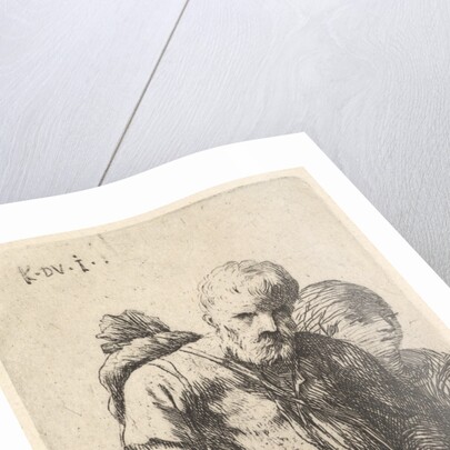 Bearded man shown in half-length with bundle slung over right shoulderblade, flanke…, ca. 1641-78 by Karel Du Jardin