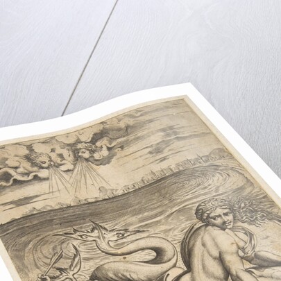 Venus and Cupid riding two sea monsters, Cupid raises an arrow in his right hand, t…, ca. 1515-27 by Marco Dente