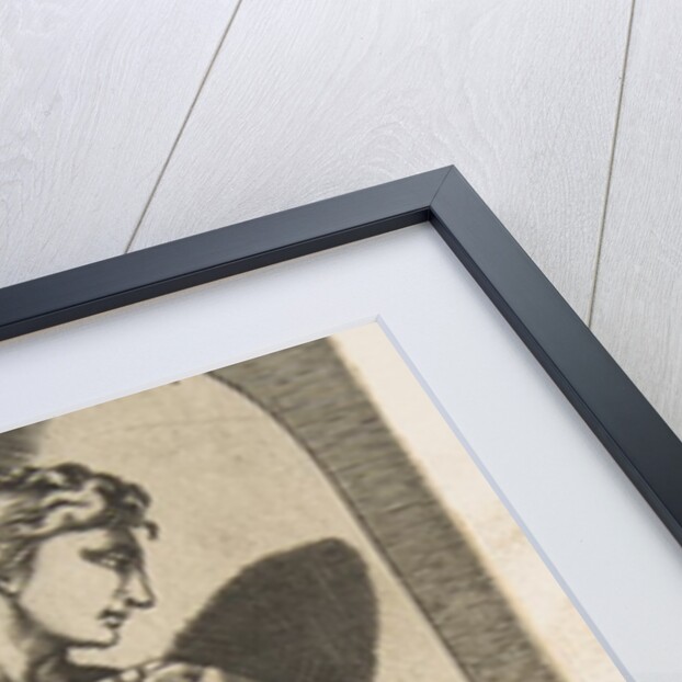 Olympus naked seated on a tree stump holding pipes, set within a niche, ca. 1515-27 by Marco Dente