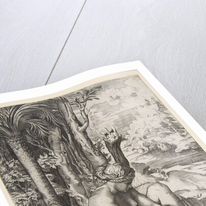 Venus removing a thorn from her left foot while seated on a cloth next to trees, a …, ca. 1515-27 by Marco Dente