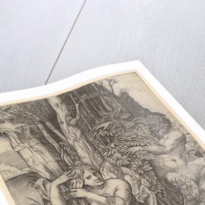 Pan spying on the nymph Syrinx who is seated on a rock, combing her hair, ca. 1516-20 by Marco Dente