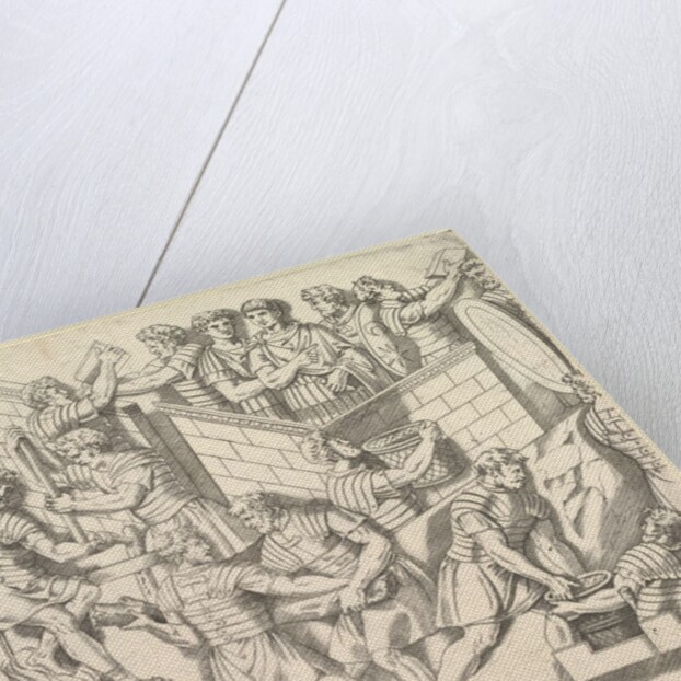 Speculum Romanae Magnificentiae: Roman Soldiers Fortifying their Camp, from Trajan…, 16th century by Marco Dente