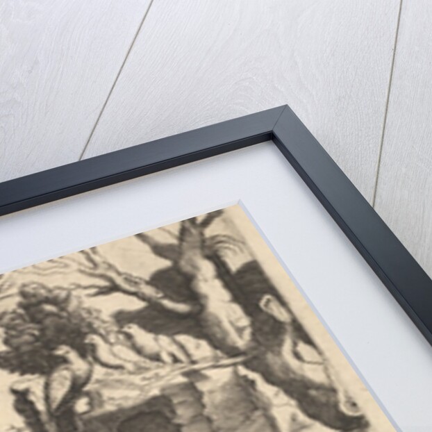 A phoenix sat atop a tree, wings open, an assortment of animals below, 1530-60 by Master of the Die