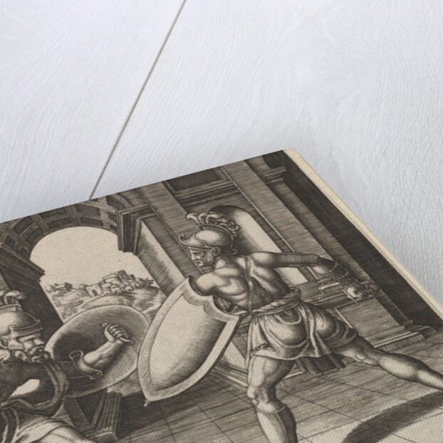 Two gladiators fighting in front of an arch, 1530-60 by Master of the Die