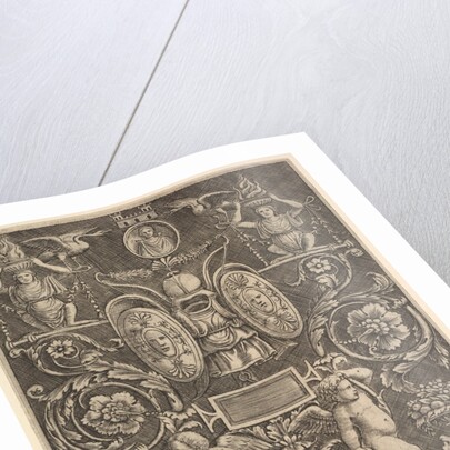 A panel of ornament, putti standing on cornucopia in lower section, 1530-60 by Master of the Die