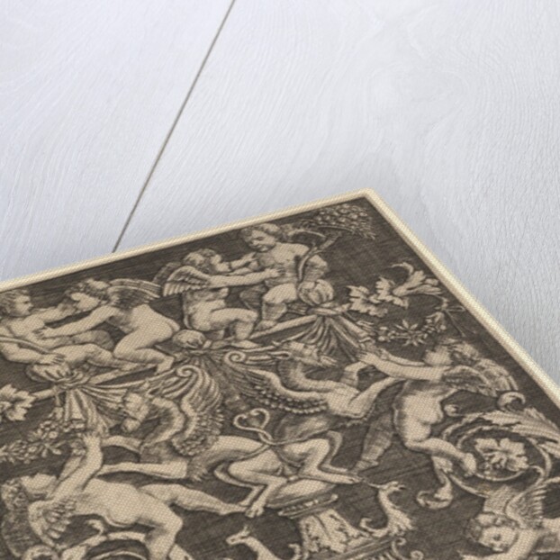 A panel of ornament with putti, goat and other figures, 1530-60 by Master of the Die