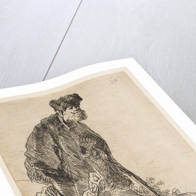 Man in a Coat and Fur Cap Leaning against a Bank, ca. 1630 by Rembrandt Harmensz van Rijn