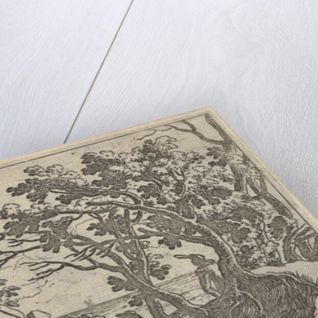 Landscape with onshore fisherman and male onlooker under trees, a man in a boat bow…, ca. 1620-50 by Remigio Cantagallina